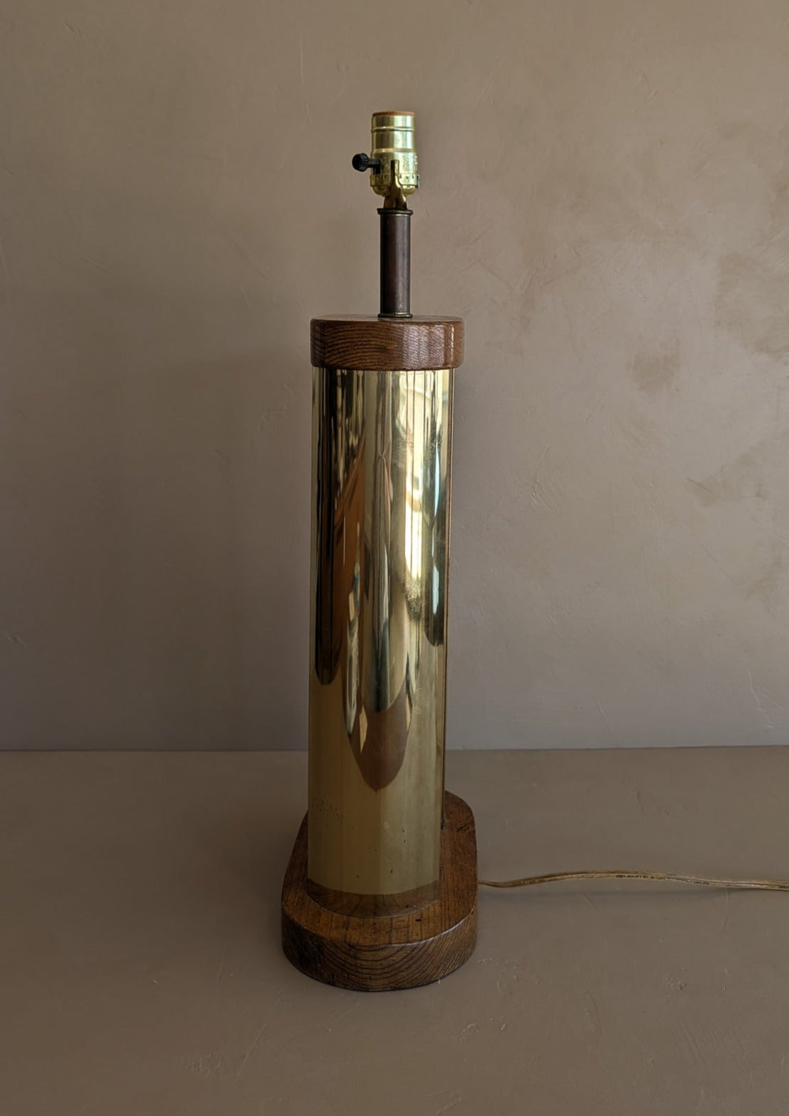 Unique Vintage Wooden Lamp with Gold Side Trim