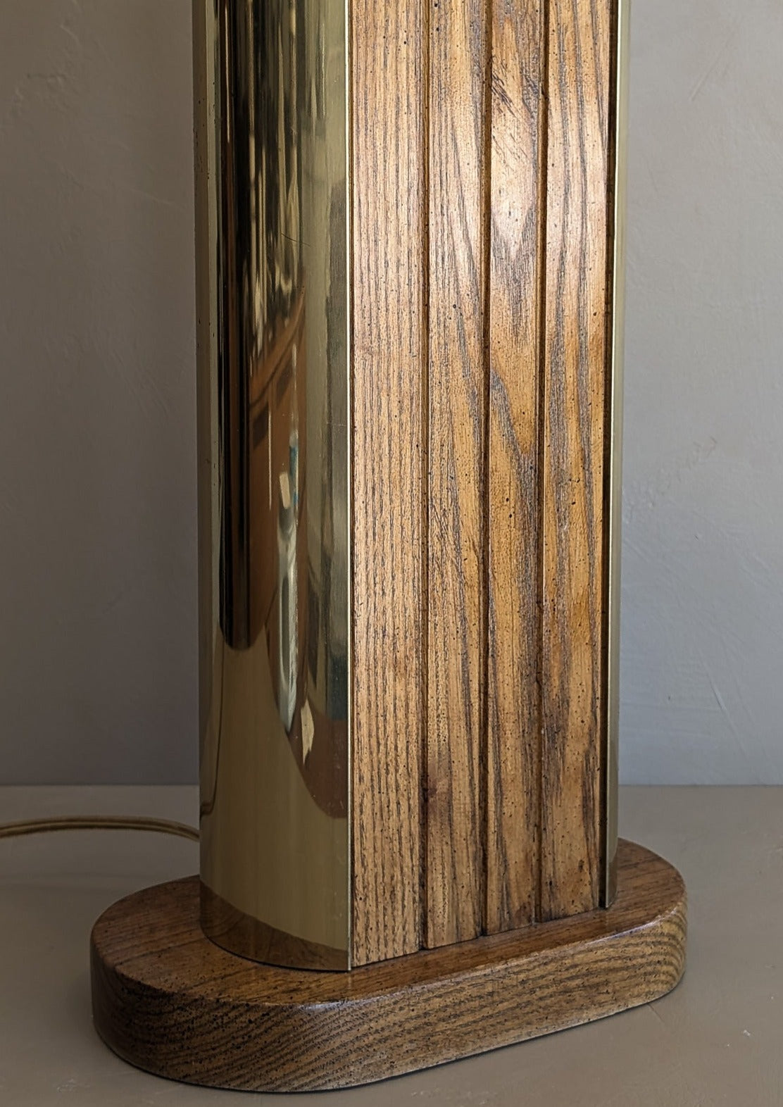 Unique Vintage Wooden Lamp with Gold Side Trim