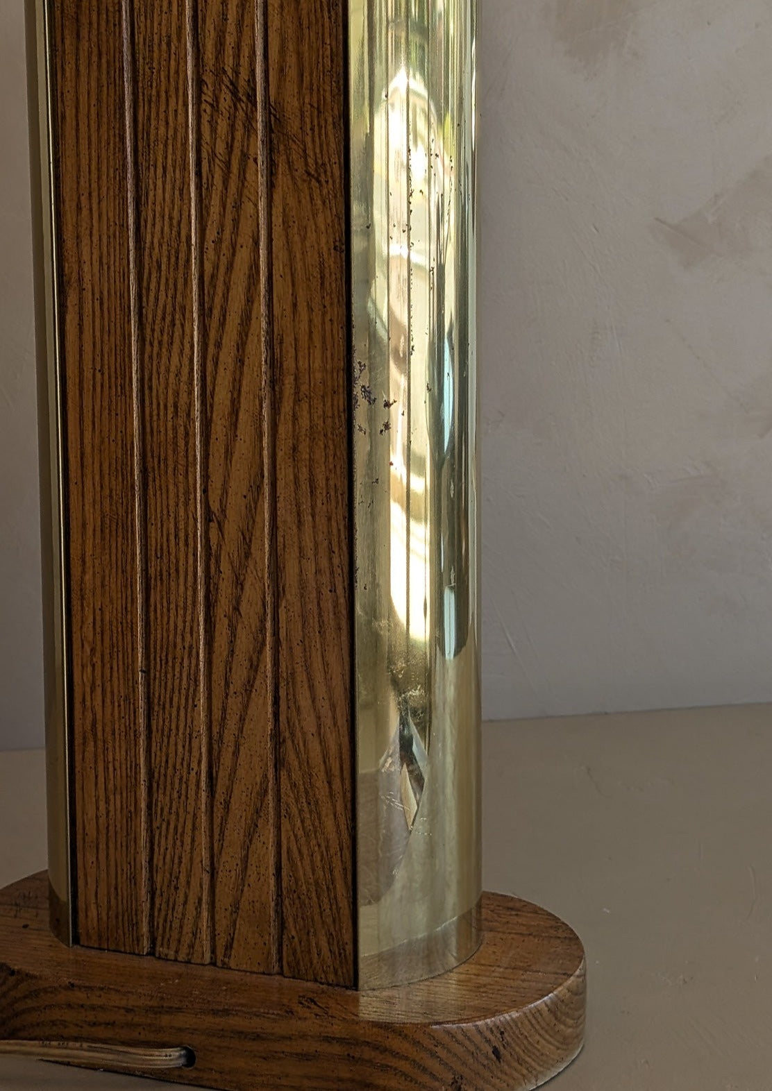 Unique Vintage Wooden Lamp with Gold Side Trim