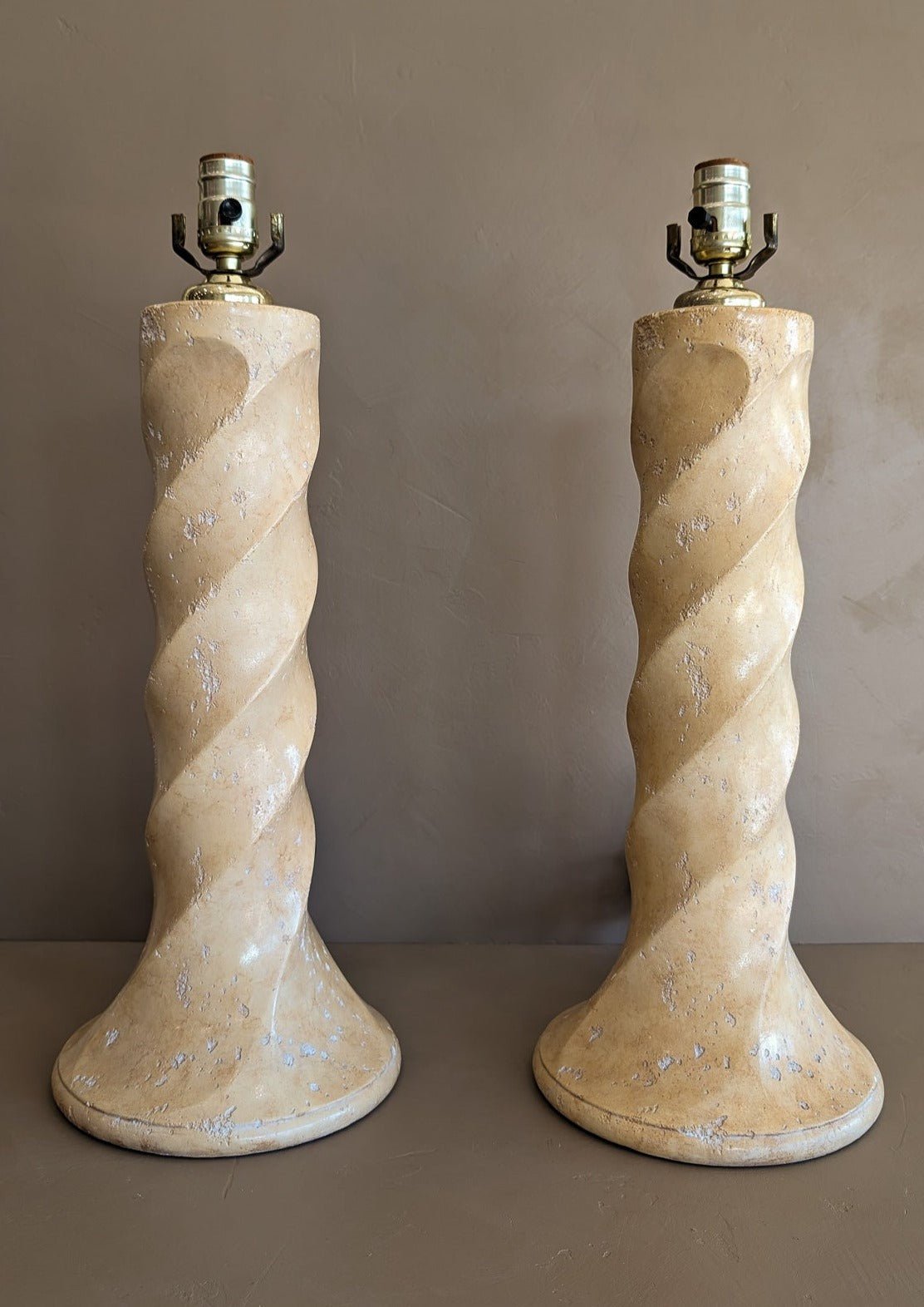 Vintage Michael Taylor-Style Twisted Plaster Lamp