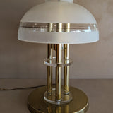 Vintage Three-Way Touch Lamp with Glass Mushroom Dome Lampshade