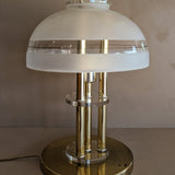 Vintage Three-Way Touch Lamp with Glass Mushroom Dome Lampshade