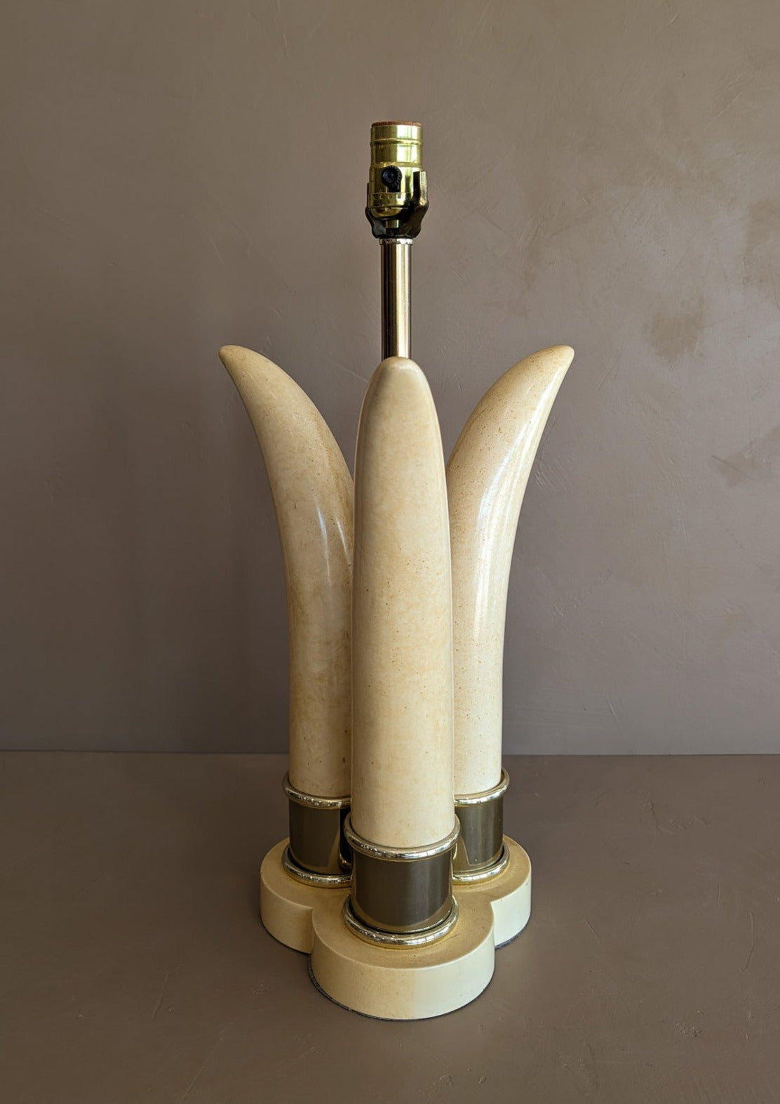 Vintage Chapman-Style Faux Tusk Lamp with Gold Detailing