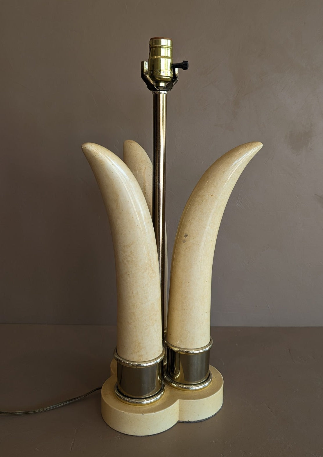 Vintage Chapman-Style Faux Tusk Lamp with Gold Detailing