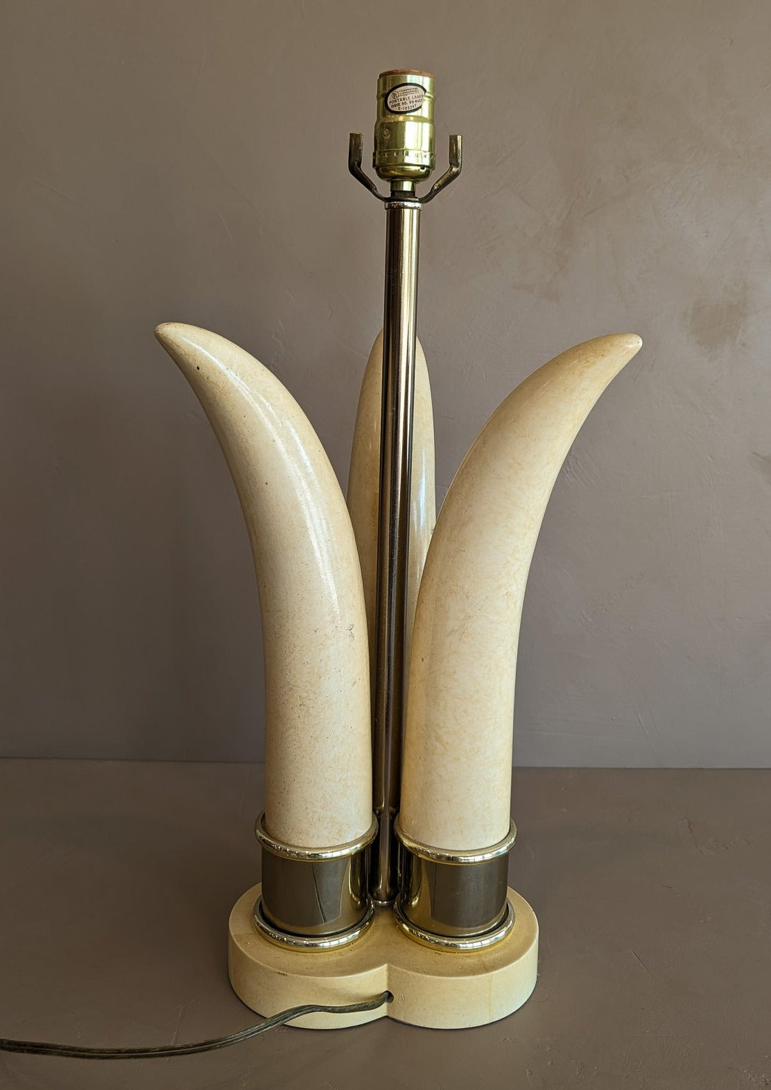 Vintage Chapman-Style Faux Tusk Lamp with Gold Detailing