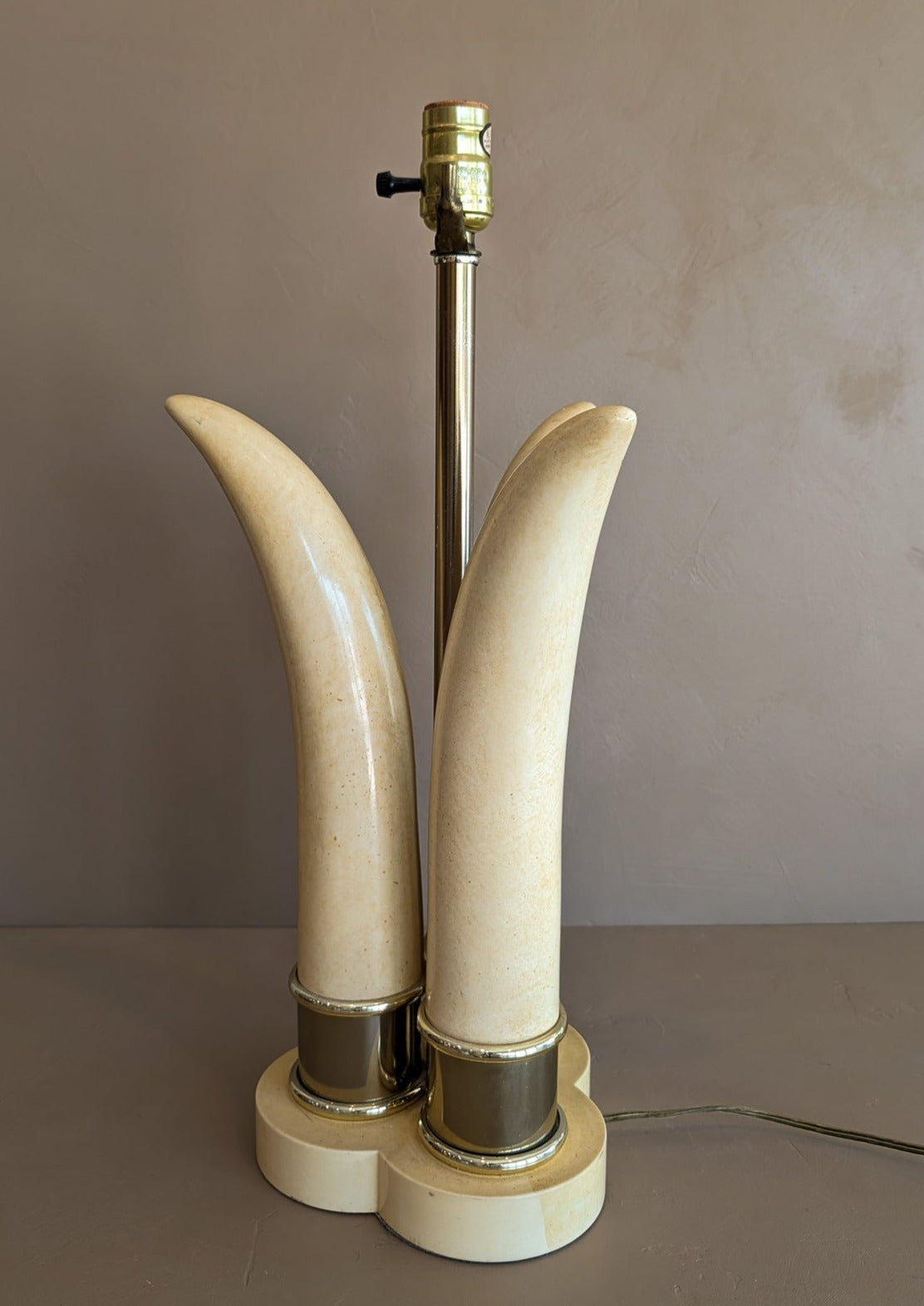 Vintage Chapman-Style Faux Tusk Lamp with Gold Detailing