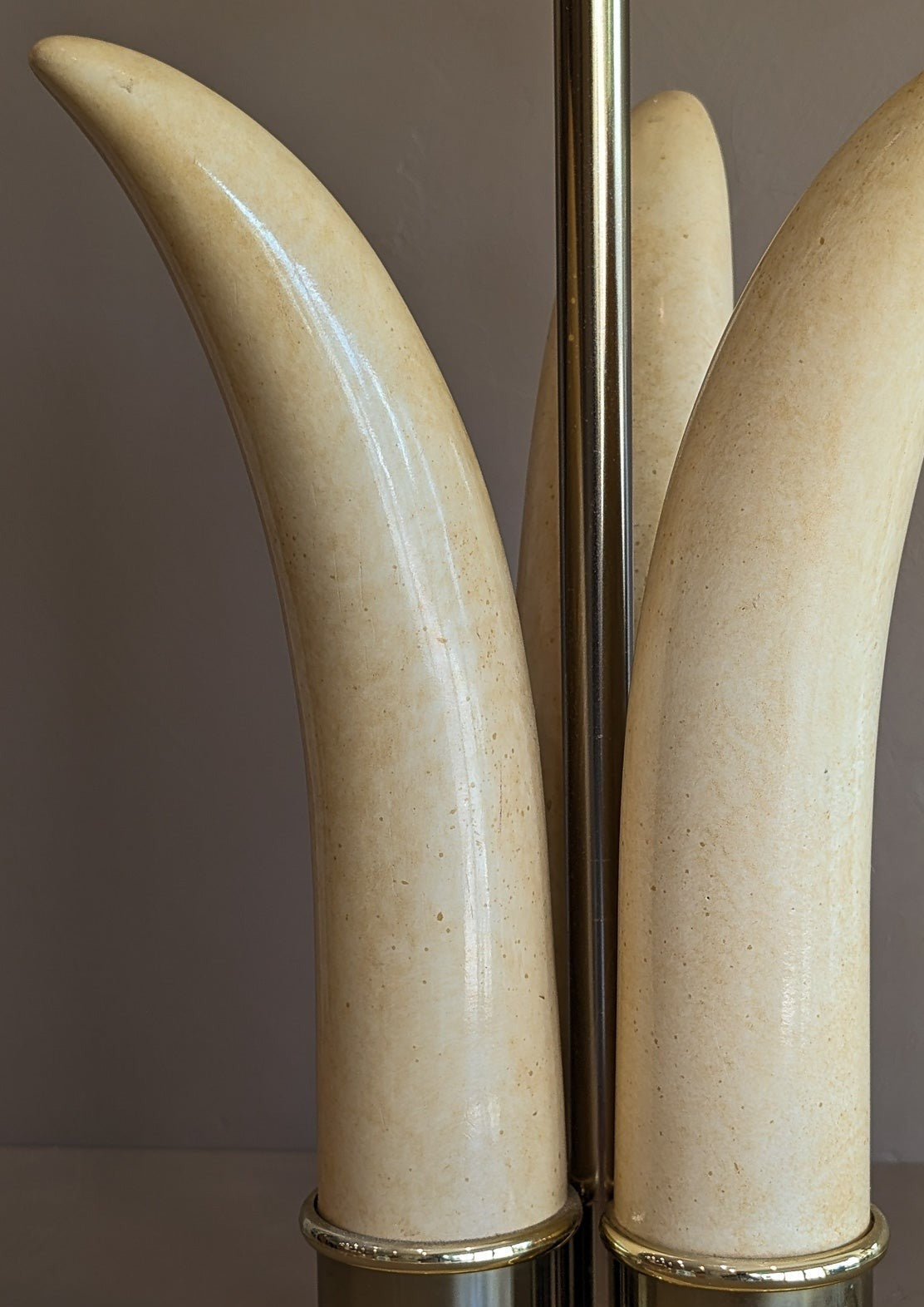 Vintage Chapman-Style Faux Tusk Lamp with Gold Detailing