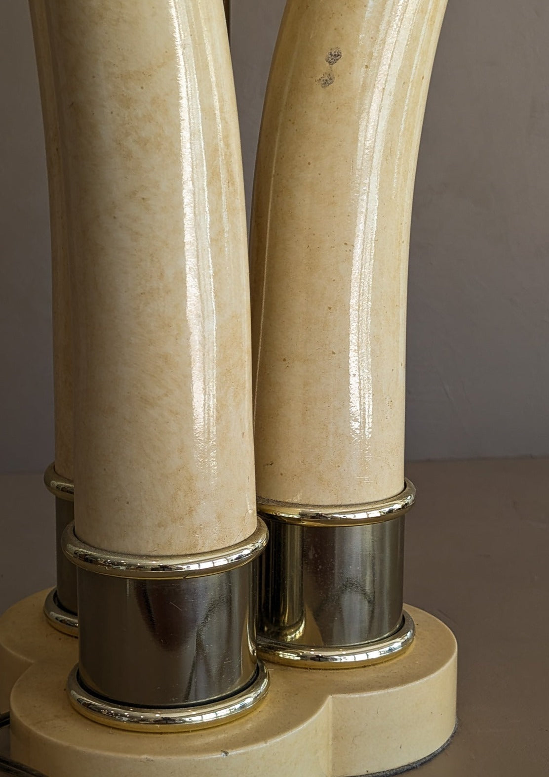 Vintage Chapman-Style Faux Tusk Lamp with Gold Detailing