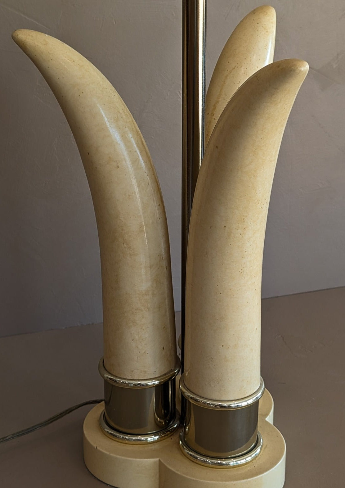 Vintage Chapman-Style Faux Tusk Lamp with Gold Detailing