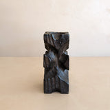 Vintage Hand-carved Wooden Brutalist Candleholder