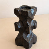 Vintage Hand-carved Wooden Brutalist Candleholder