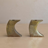 Pair of Signed Vintage 1970s Monique Gerber Bronze Candlesticks