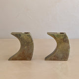 Pair of Signed Vintage 1970s Monique Gerber Bronze Candlesticks