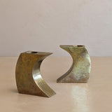 Pair of Signed Vintage 1970s Monique Gerber Bronze Candlesticks