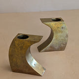 Pair of Signed Vintage 1970s Monique Gerber Bronze Candlesticks