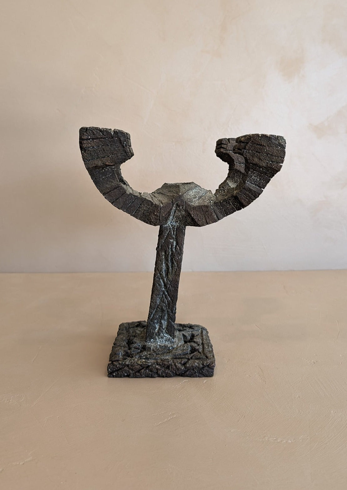 Vintage Paul Evans-Style Brutalist Bronze Candelabra