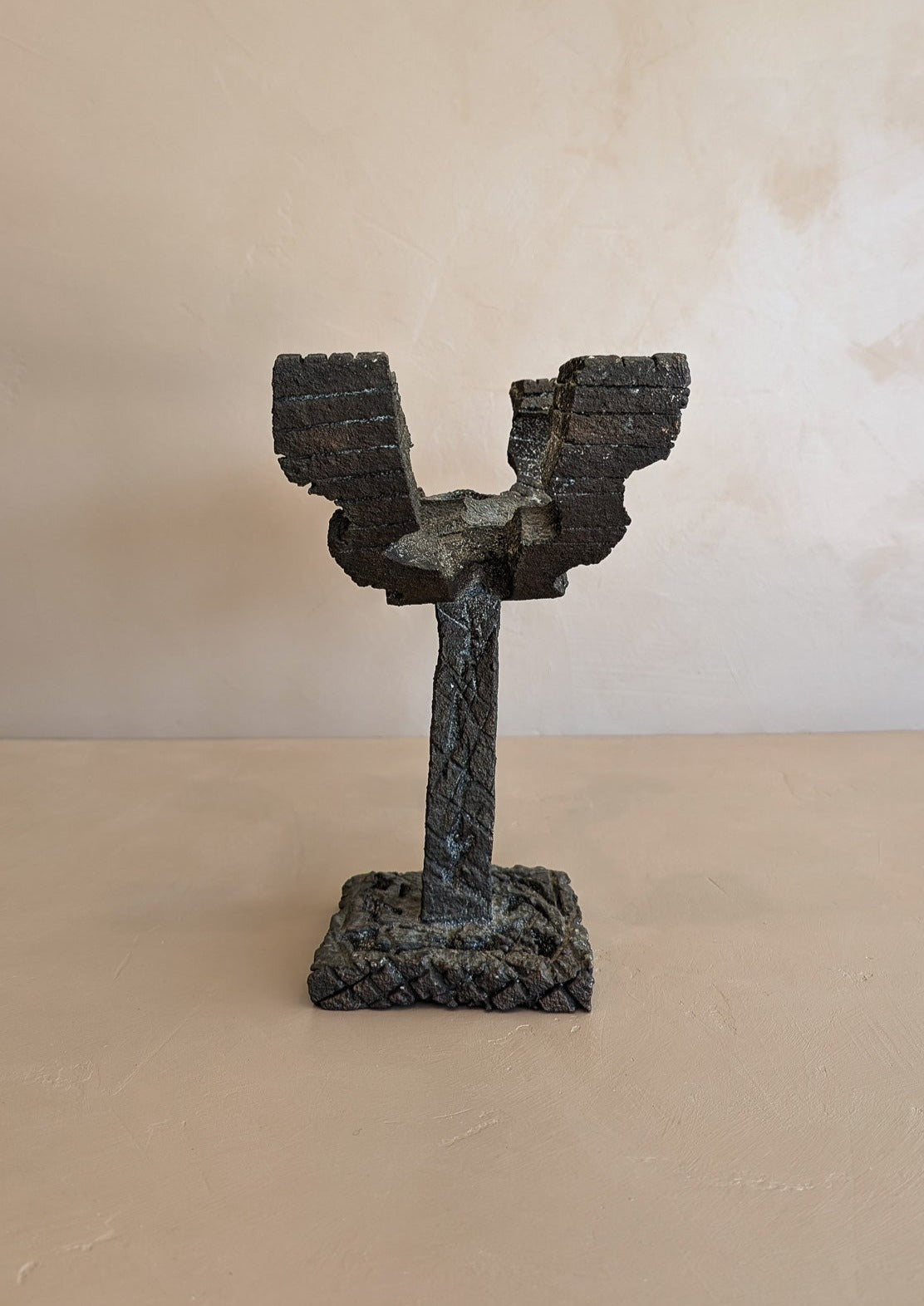 Vintage Paul Evans-Style Brutalist Bronze Candelabra