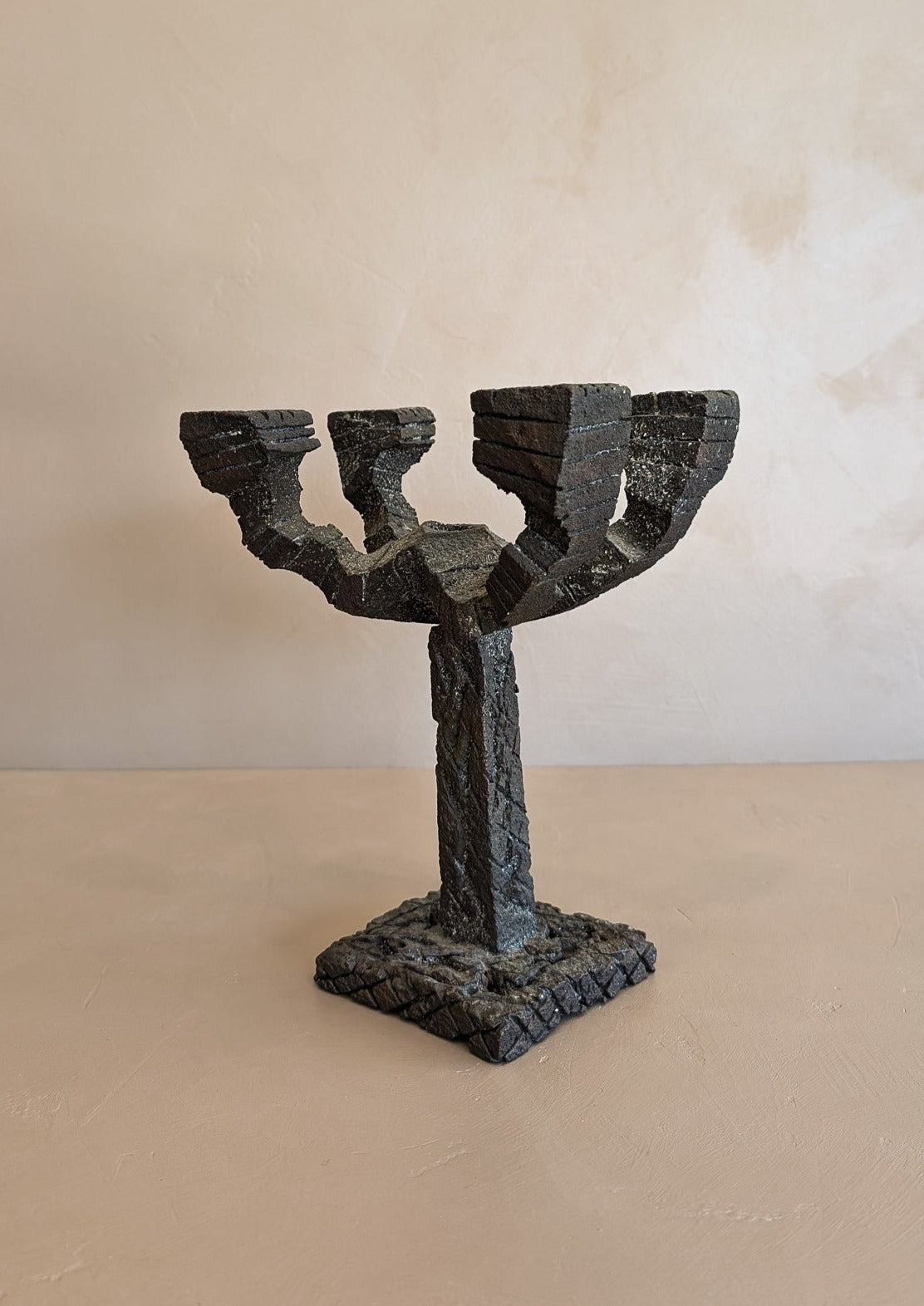 Vintage Paul Evans-Style Brutalist Bronze Candelabra