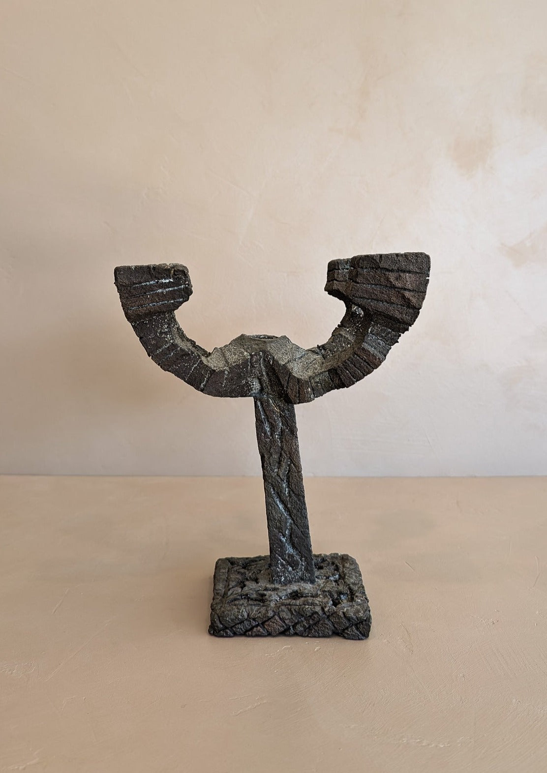 Vintage Paul Evans-Style Brutalist Bronze Candelabra