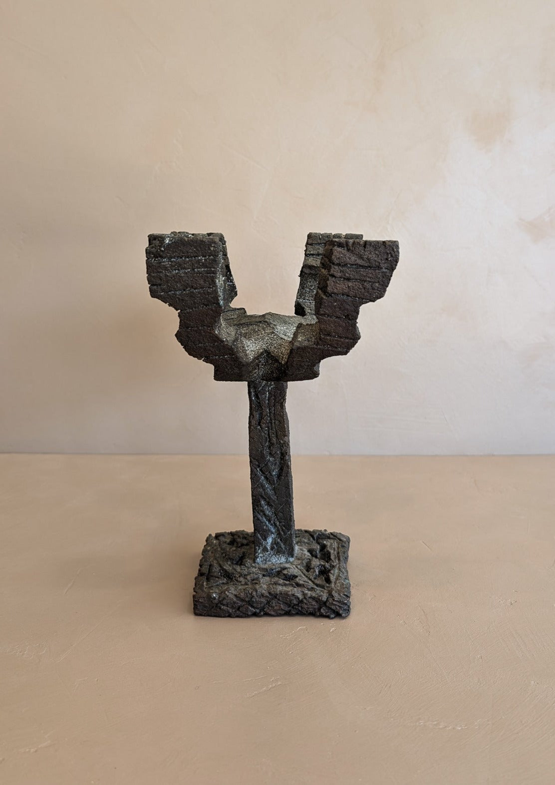 Vintage Paul Evans-Style Brutalist Bronze Candelabra