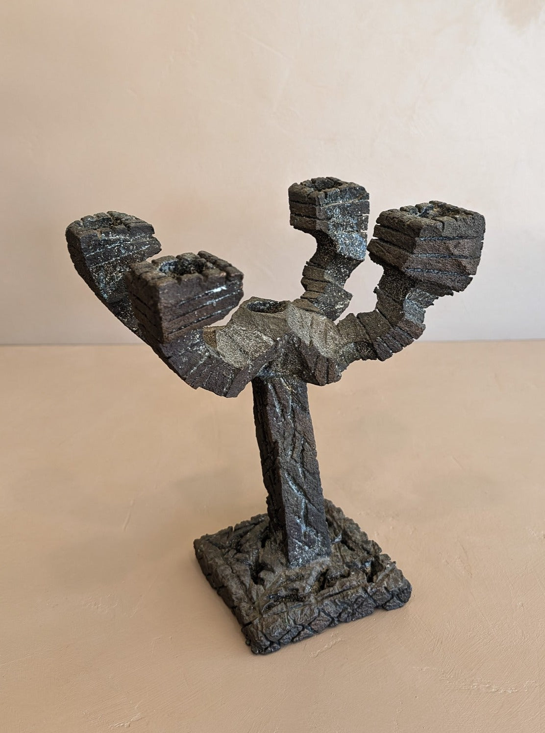 Vintage Paul Evans-Style Brutalist Bronze Candelabra