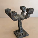 Vintage Paul Evans-Style Brutalist Bronze Candelabra