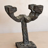 Vintage Paul Evans-Style Brutalist Bronze Candelabra