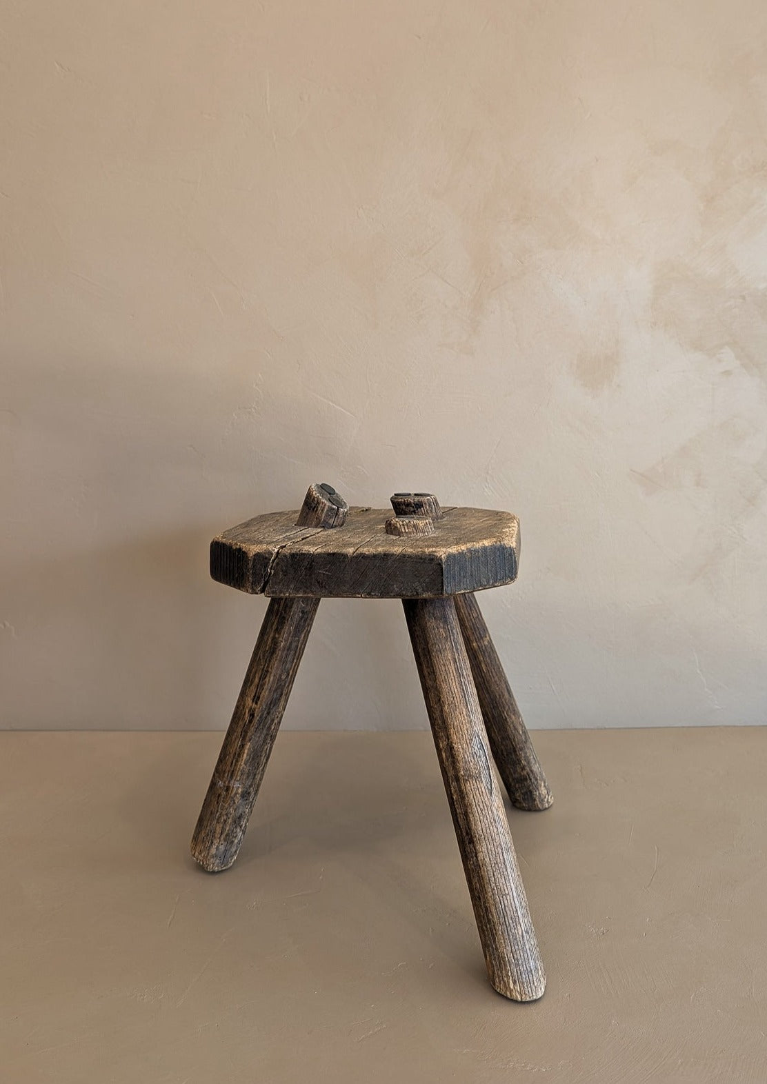 Antique Belgian Wooden Milking Stool