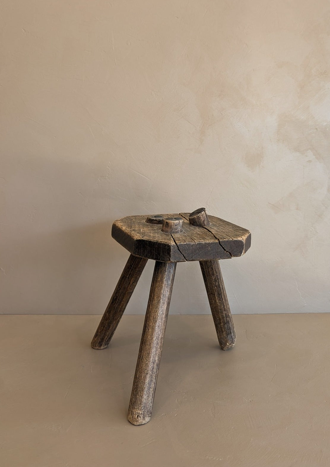 Antique Belgian Wooden Milking Stool