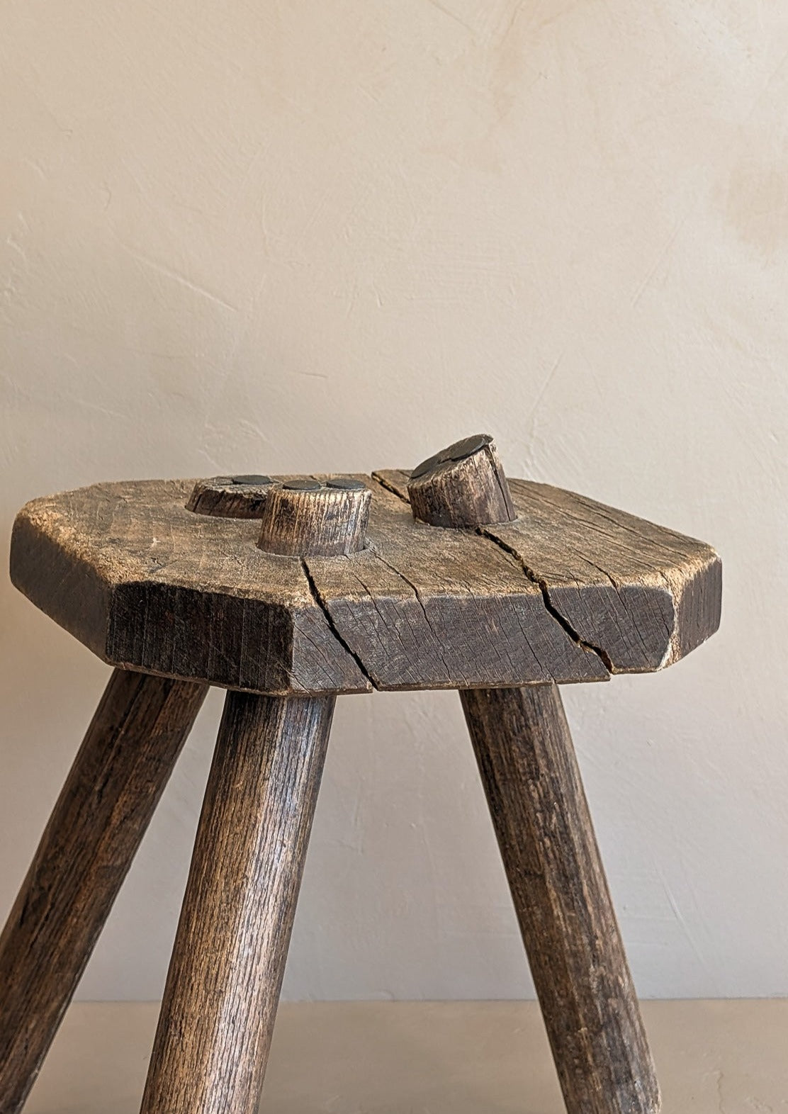 Antique Belgian Wooden Milking Stool