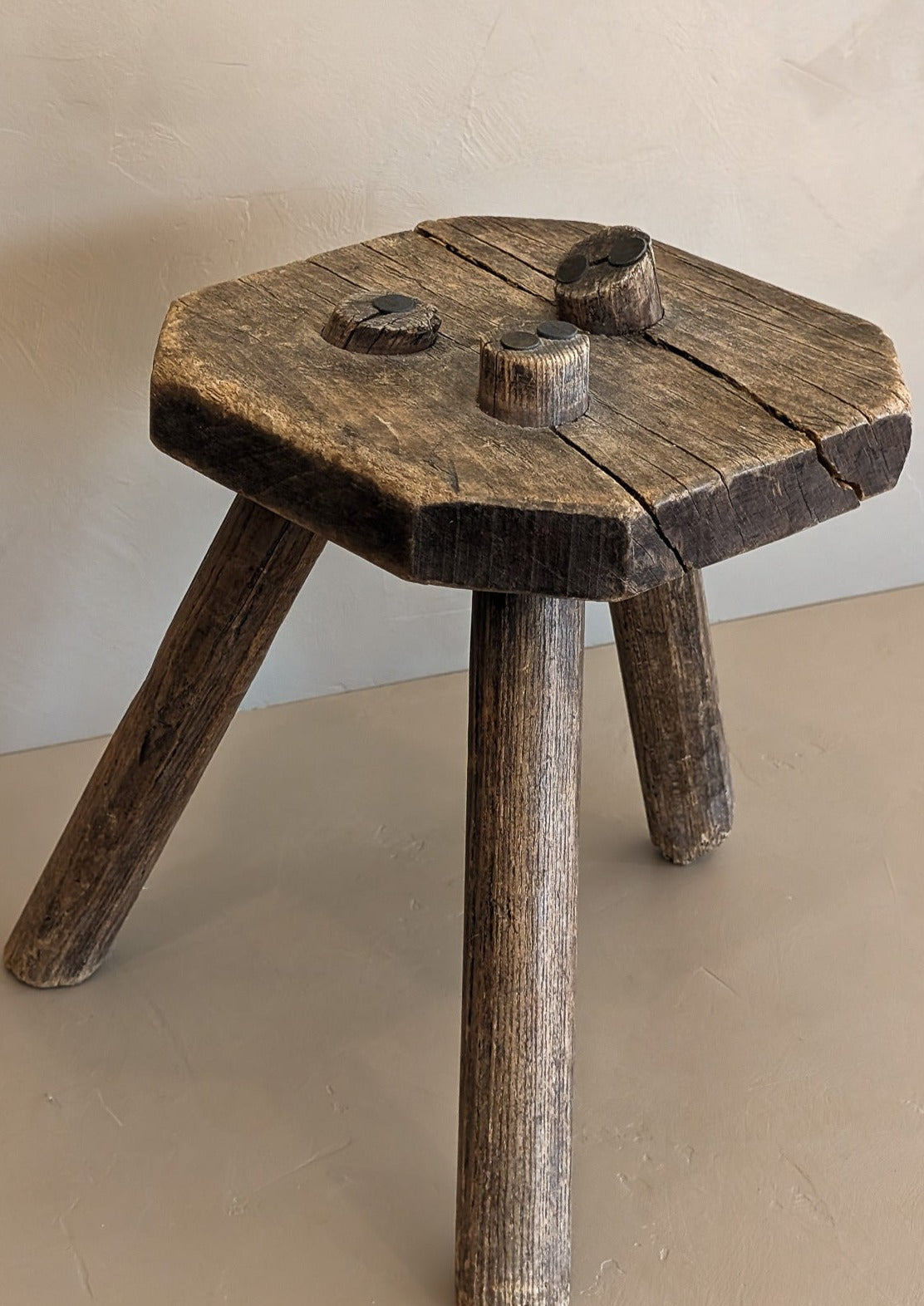 Antique Belgian Wooden Milking Stool