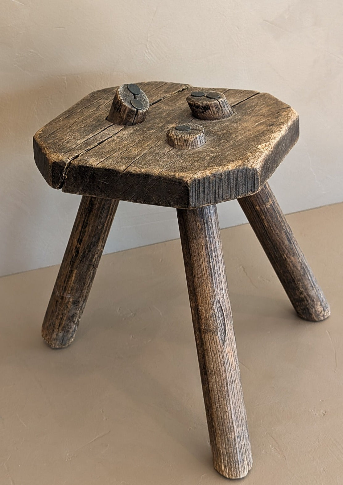 Antique Belgian Wooden Milking Stool