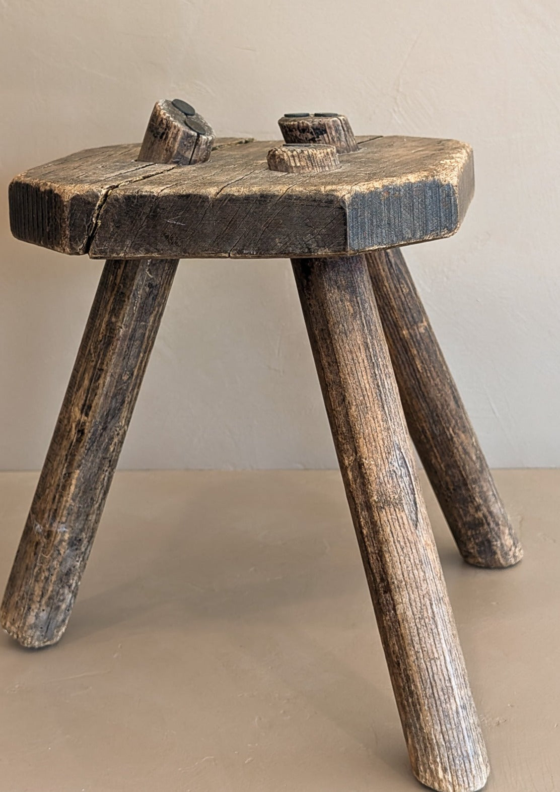 Antique Belgian Wooden Milking Stool