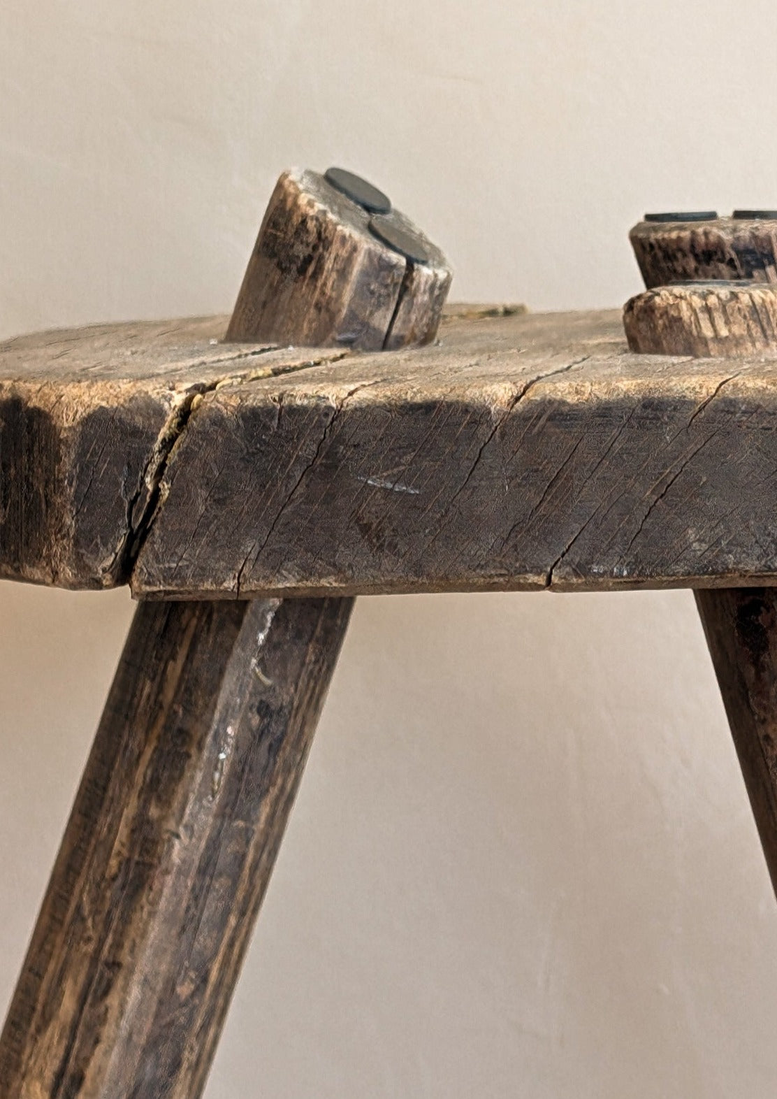 Antique Belgian Wooden Milking Stool