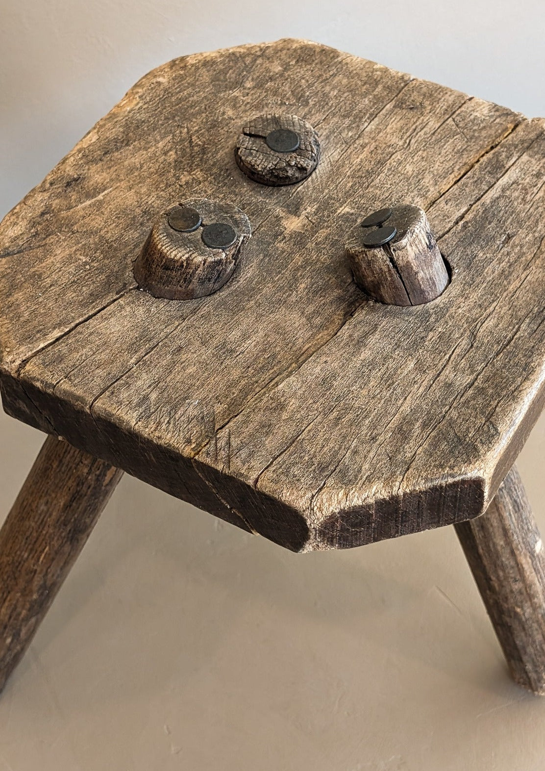 Antique Belgian Wooden Milking Stool