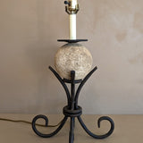 Vintage Plaster Sphere and Iron Lamp