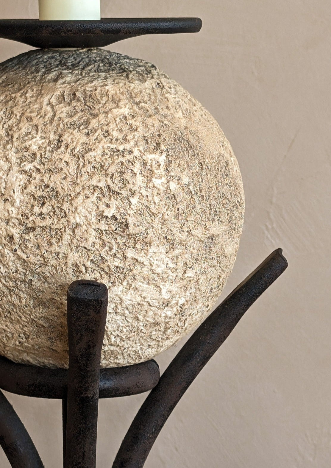 Vintage Plaster Sphere and Iron Lamp