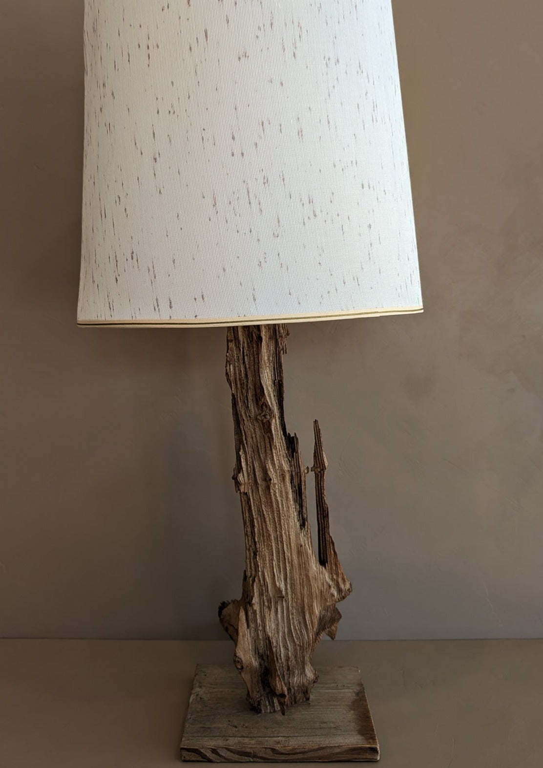 Vintage Driftwood Lamp and Original Textured Shade