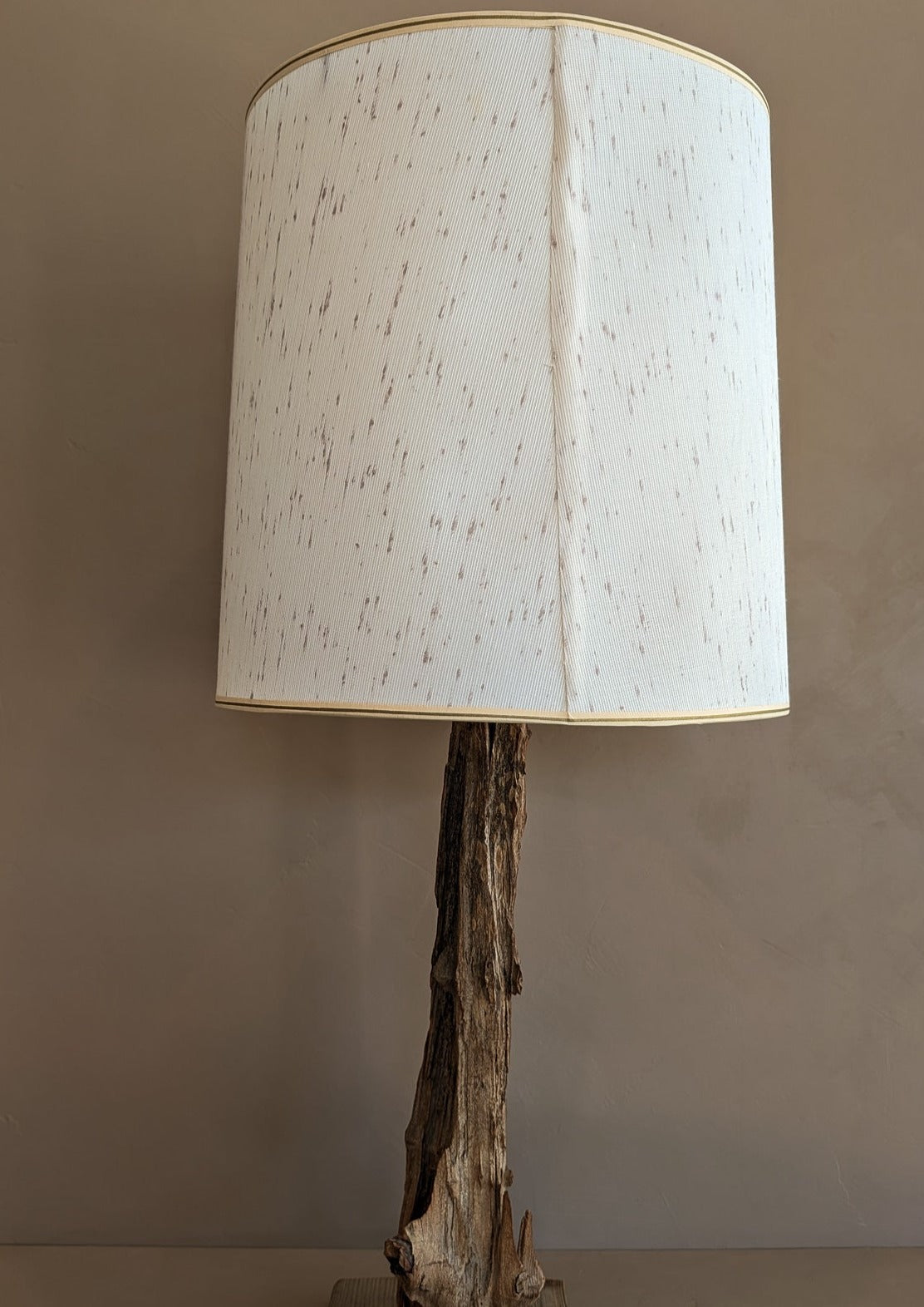 Vintage Driftwood Lamp and Original Textured Shade