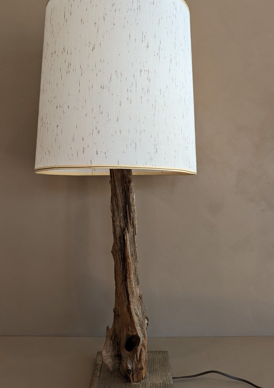 Vintage Driftwood Lamp and Original Textured Shade