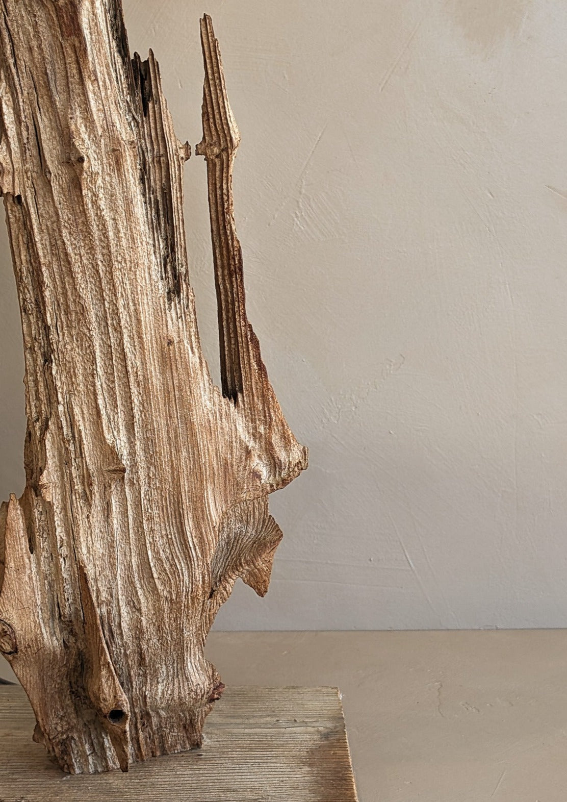 Vintage Driftwood Lamp and Original Textured Shade