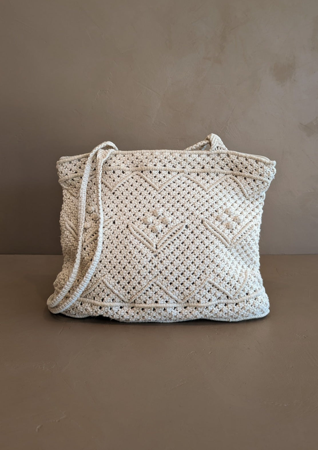 Vintage Cream Macrame Purse