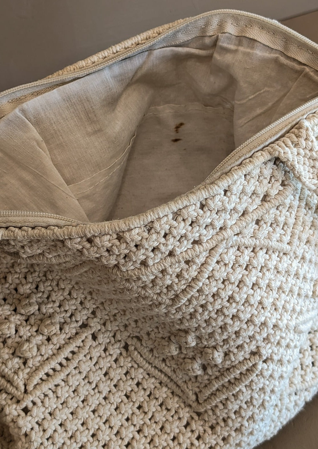 Vintage Cream Macrame Purse