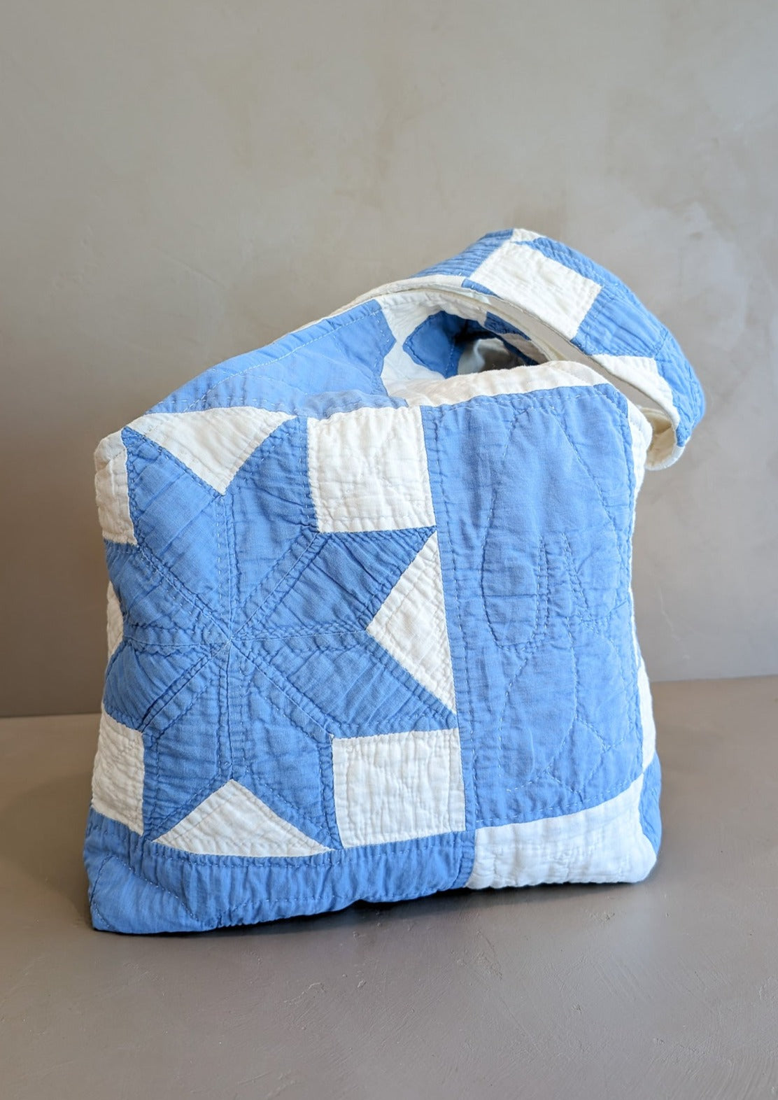 Vintage Handmade Blue and White Quilt Purse