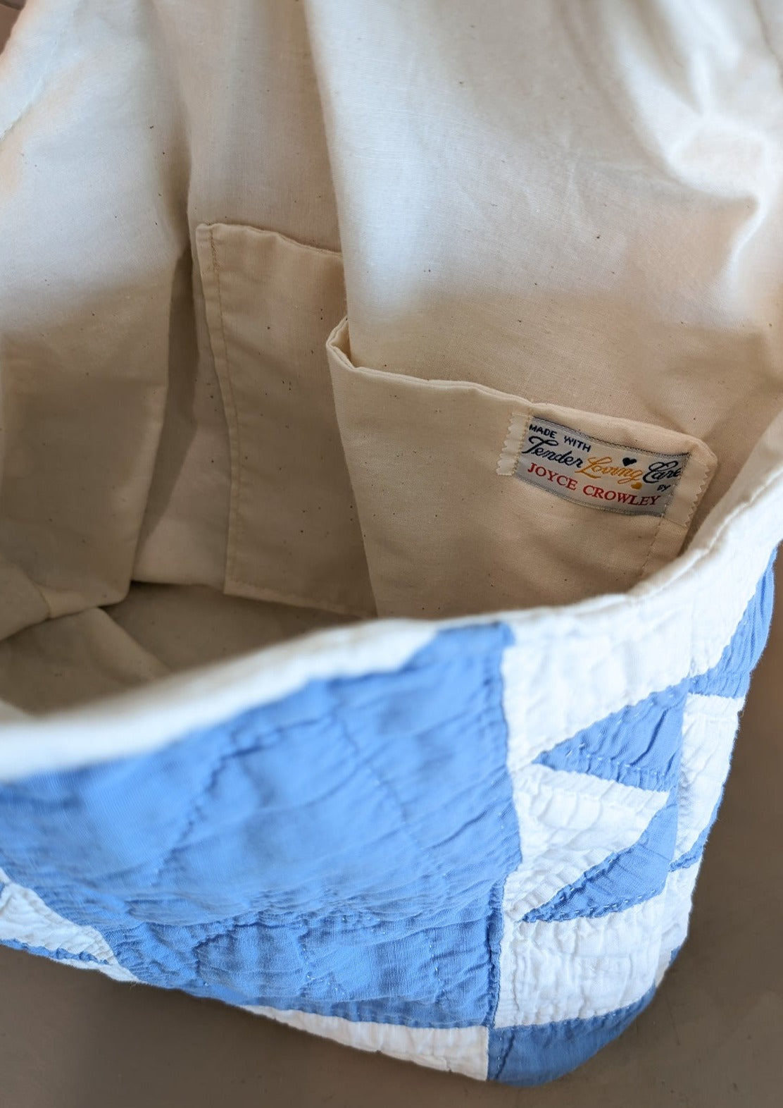 Vintage Handmade Blue and White Quilt Purse