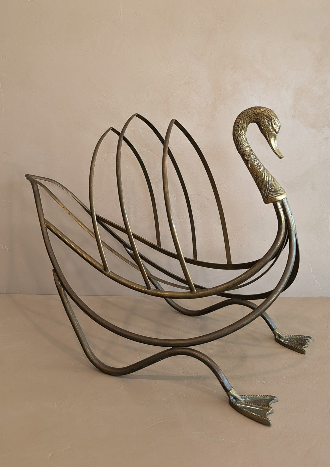 1960s Maison Jansen Attributed Brass Swan Magazine Rack