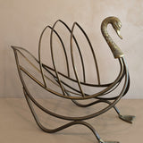 1960s Maison Jansen Attributed Brass Swan Magazine Rack