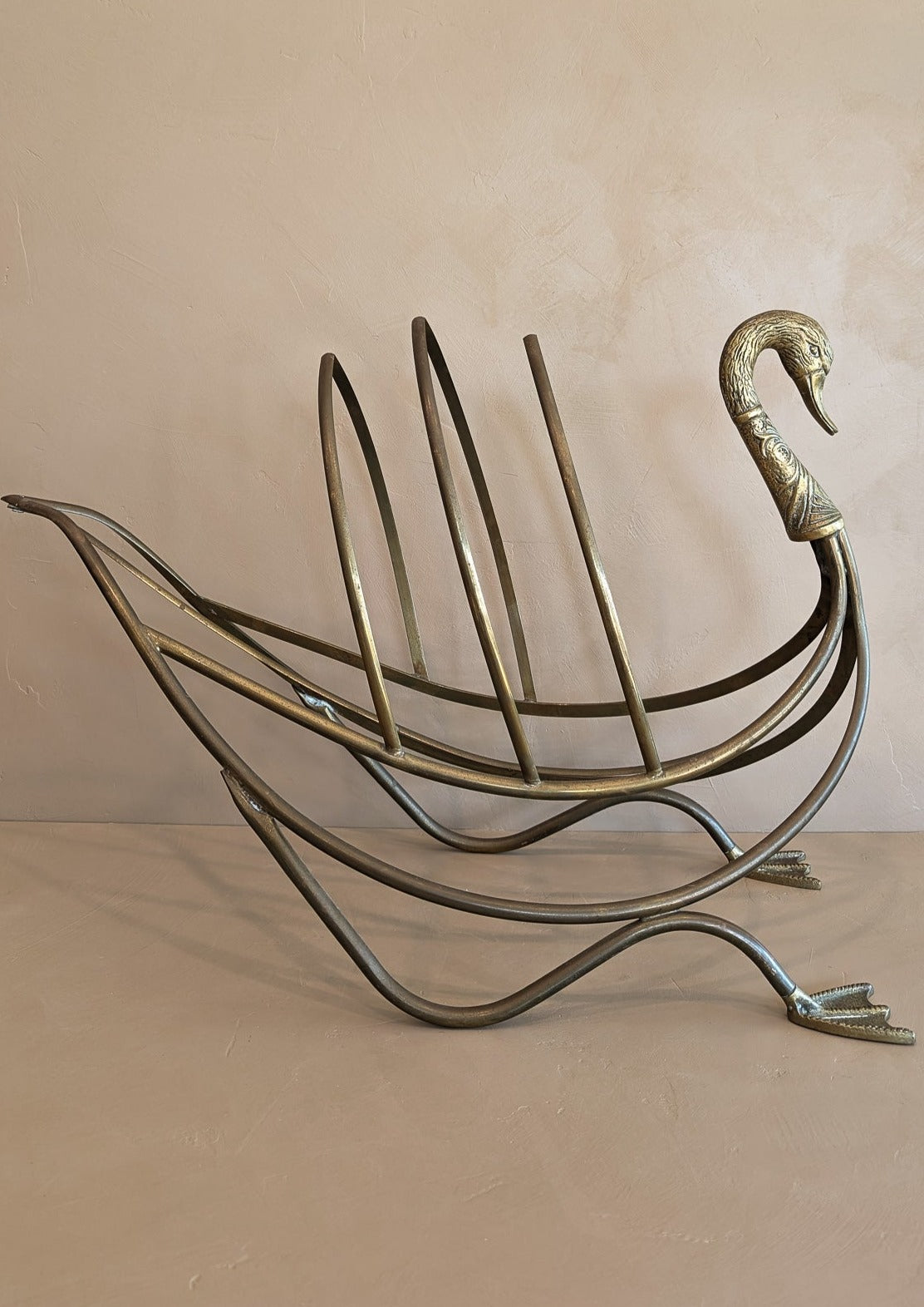 1960s Maison Jansen Attributed Brass Swan Magazine Rack