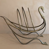 1960s Maison Jansen Attributed Brass Swan Magazine Rack