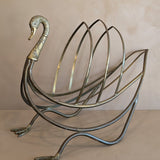 1960s Maison Jansen Attributed Brass Swan Magazine Rack